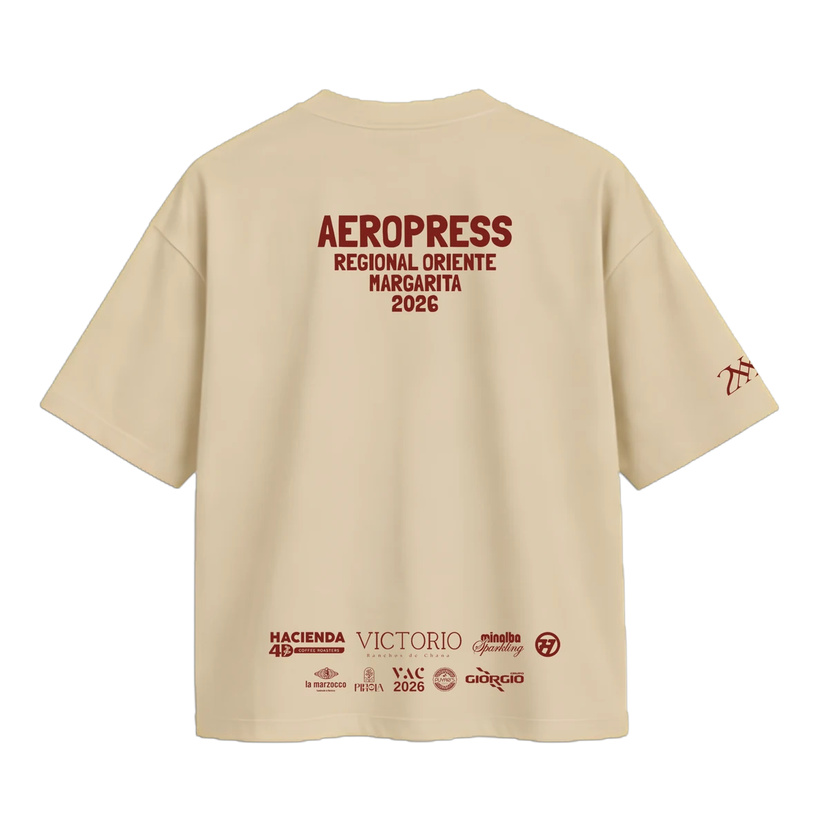 Franela AeroPress AP, color Beige, vista trasera