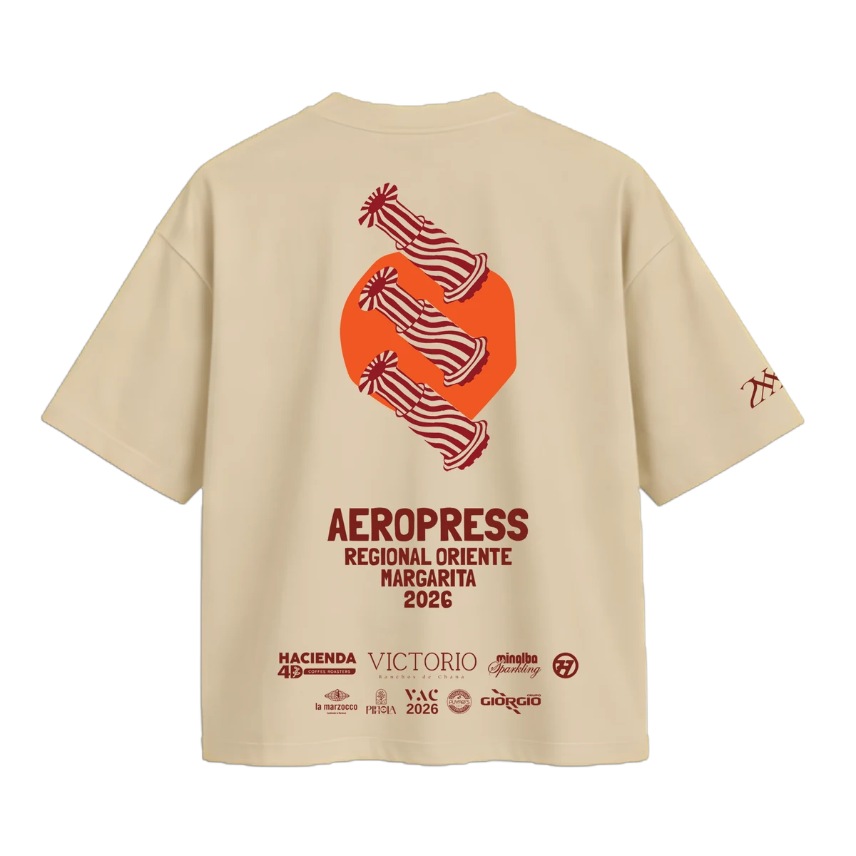 Franela AeroPress APx, color Beige, vista trasera